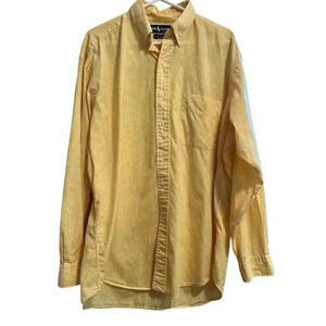 Ralph Lauren Men's Yellow Gingham Blake Dress‎ Shirt Long Sleeve Button Up
